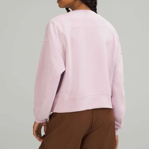 Lululemon Softstreme Perfectly Oversized Cropped Crew Pink Peony Size 10 - Picture 2 of 8
